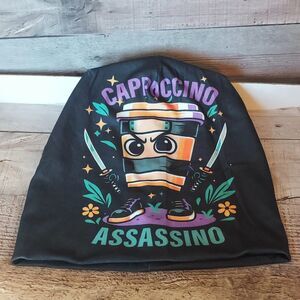 Italian Brain Rot Beanie Hat Cappoccino Assassino Soft Stretchy Unisex Gamer Gif